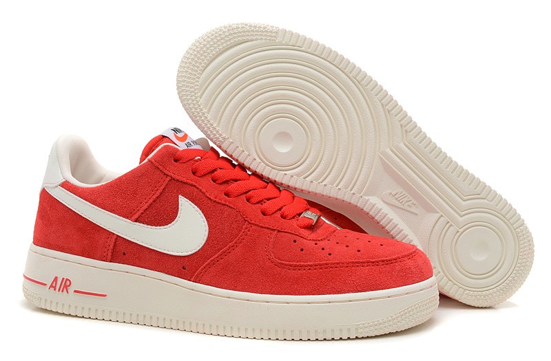 Discount Nike Air Force 1 Low Suede Red Bianch